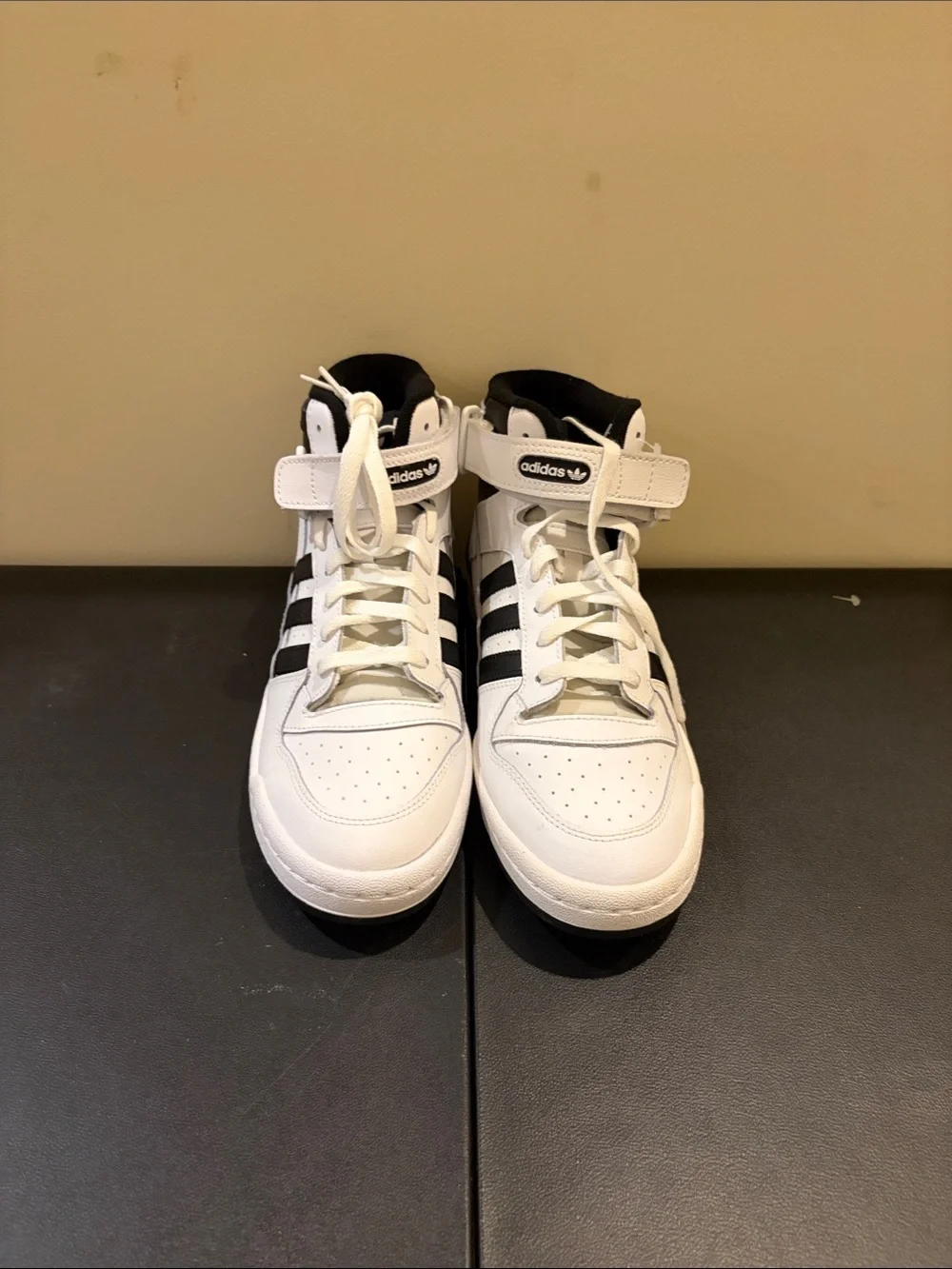 adidas Kids White and Black High-Top Sneakers with Strap